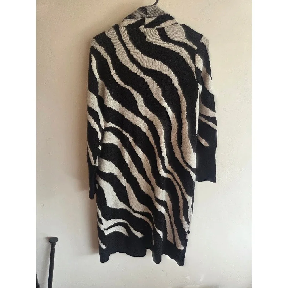 Philosophy Republic Clothing Zebra Print Long Cardigan Viscose Blend  M
